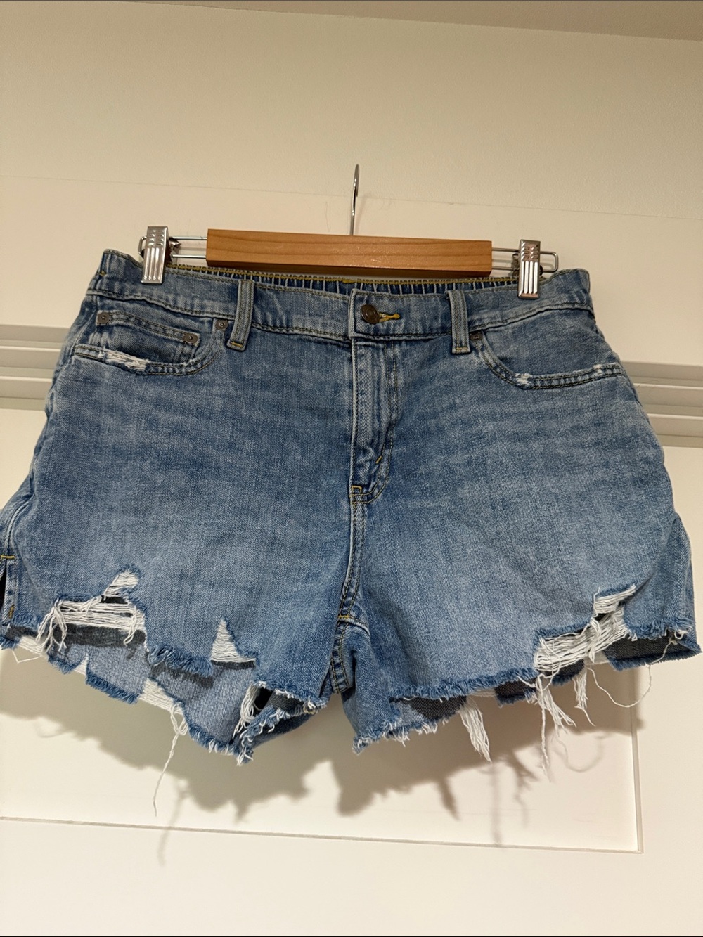 aerie Light Blue Distressed Denim Cutoff Shorts